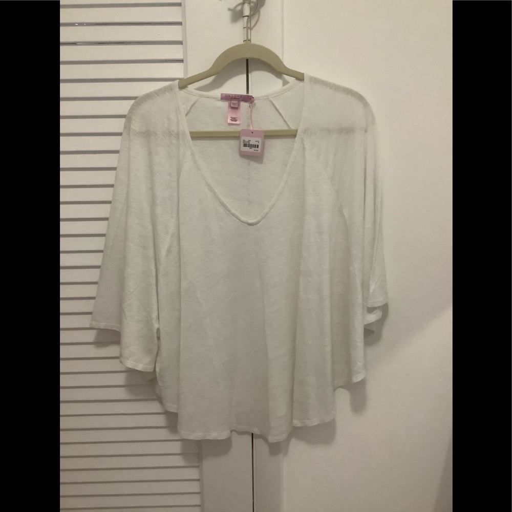 Calypso vneck linen knit poncho style tee NWT